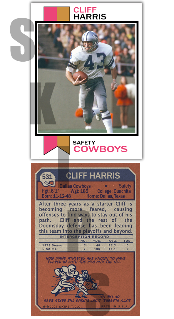 1973 STCC #531 Cliff Harris Topps Dallas Cowboys Custom HOF